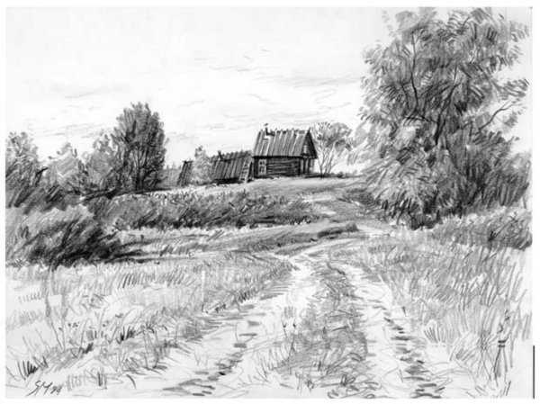 Деревня карандашом