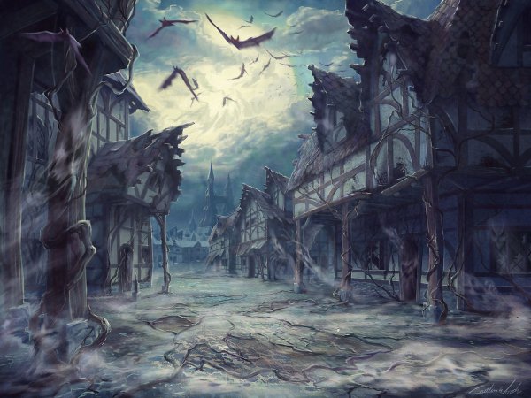 Арт дарк фэнтези деревня мертвых