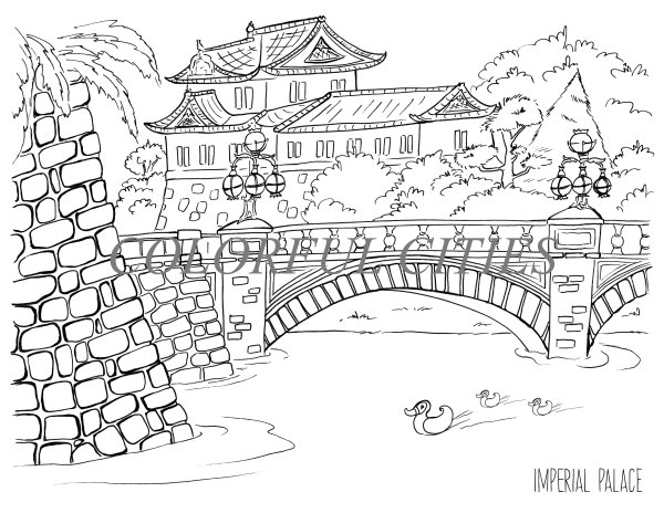 Японский пейзаж раскраска