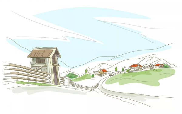 Сельский пейзаж вектор