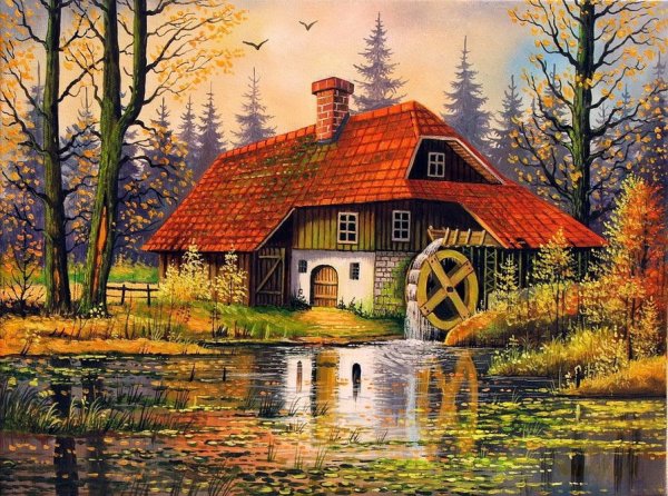 Кинкейд Томас картина дом с мельницей