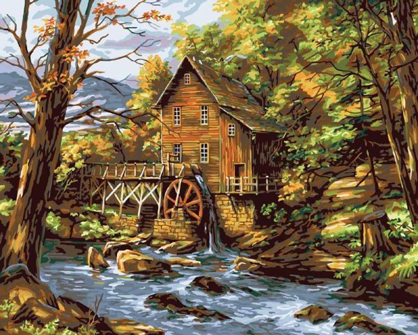 Водяная мельница картина