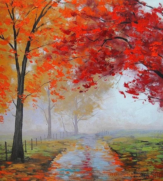 Осенний пейзаж в холодных тонах