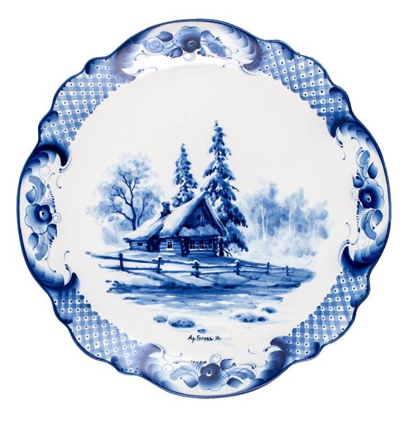 Зимний пейзаж в Гжельском стиле