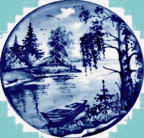 Гжельская роспись тарелка