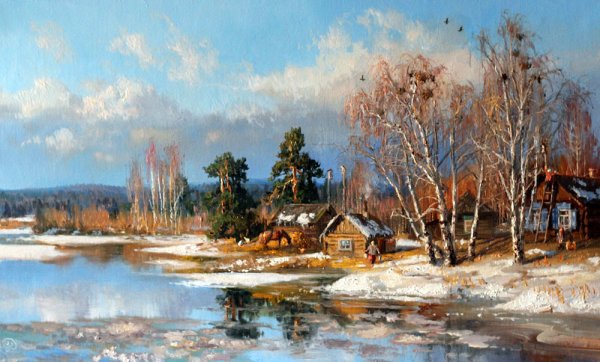 Художник Юон картина мартовское солнце