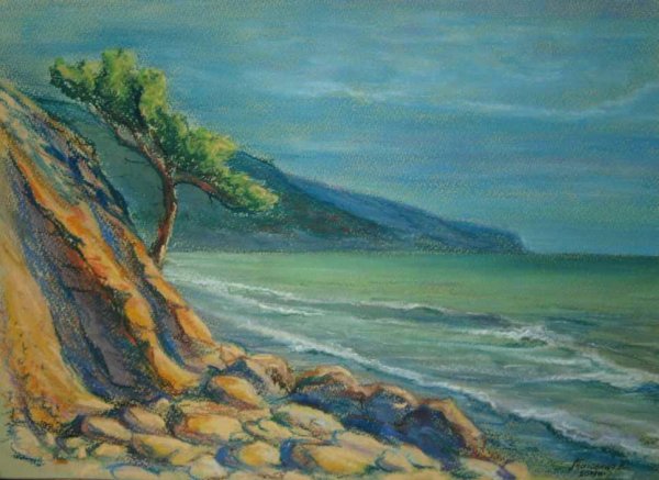 Картины пастель Крымский пейзаж