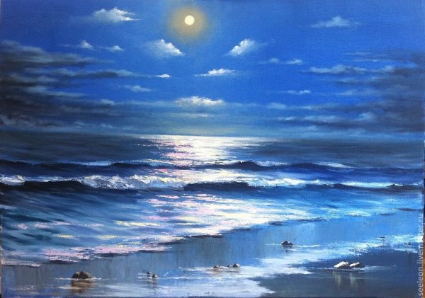 Ночное море живопись