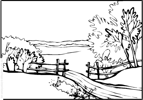 Весенний пейзаж раскраска