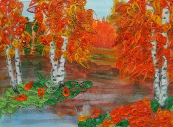 Квиллинг осенний пейзаж