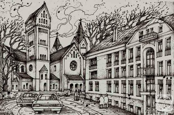 Зарисовка города линейная перспектива