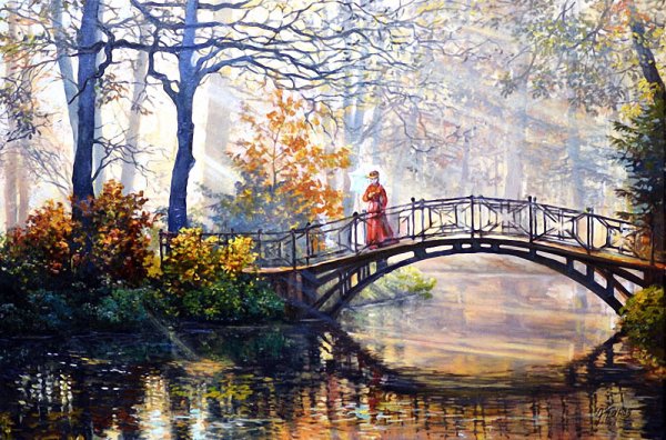 Художник: Алексей Бутырский осень трамвай