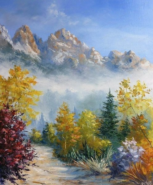 Осень в горах живопись