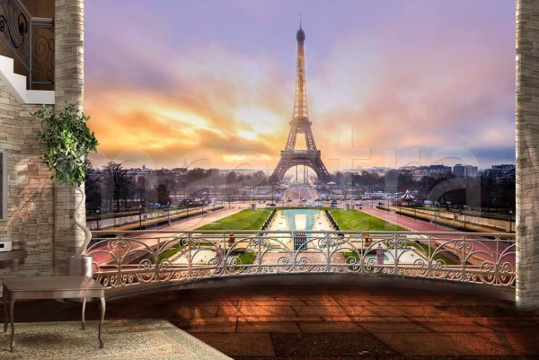 Париж рассвет Эйфелева башня