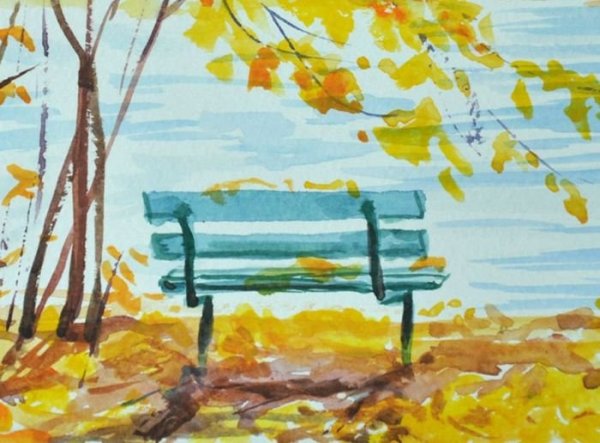 Осенний пейзаж карандашом