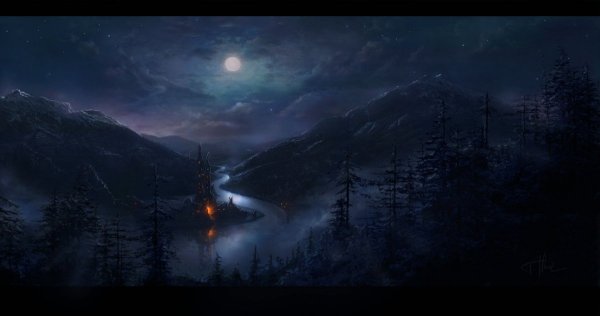 Ночной лес арт