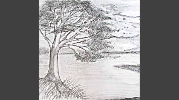 Пейзаж рисунок карандашом