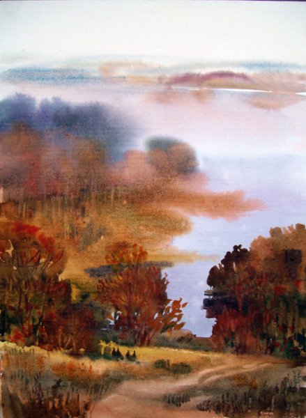 Пейзаж акварелью Аля Прима