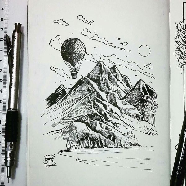 Наброски карандашом пейзажи