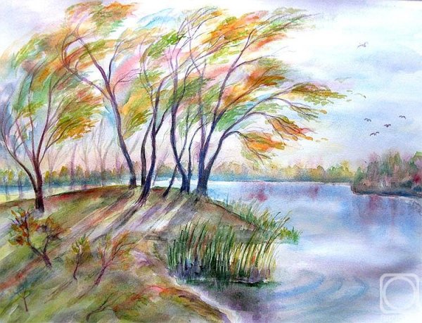 Рисование осенний парк