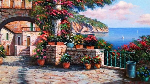 Морской пейзаж Италия живопись