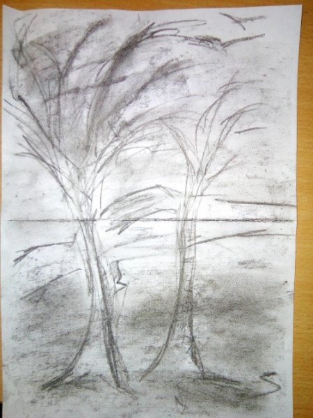 Рисование углем в старшей группе