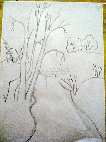 Черно белый пейзаж легкий