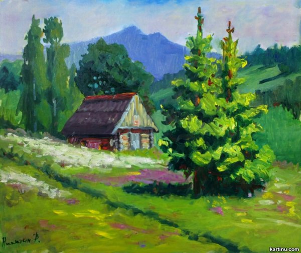 Пленэр маслом деревня