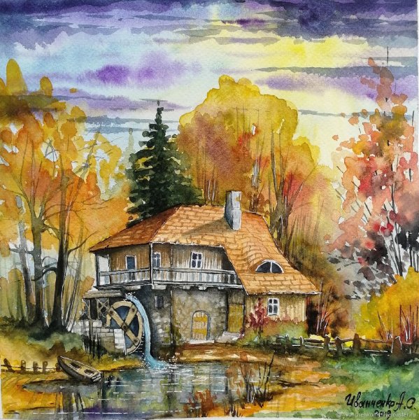 Деревня рисунок