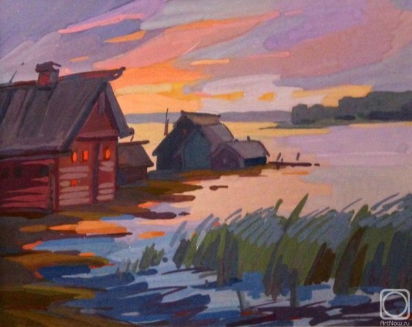 Домик в лесу красками