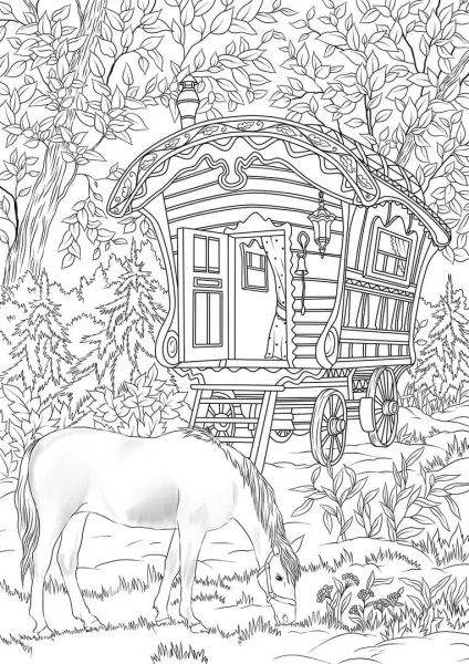 Сказочный пейзаж раскраска