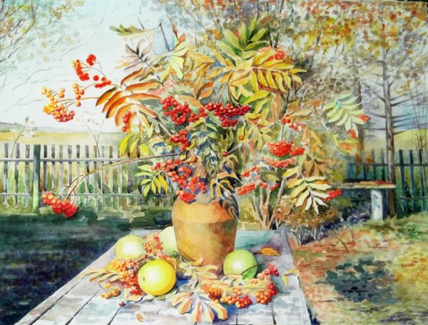 Осенний сад живопись