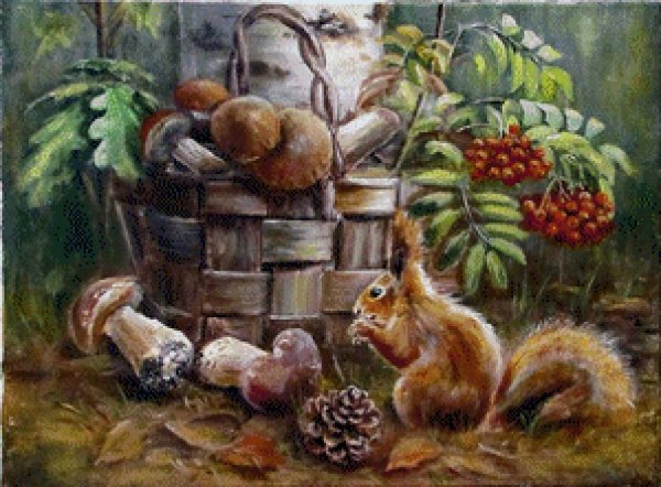 Художник Ольга Воробьева натюрморт с грибами