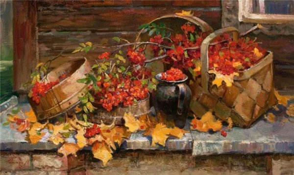 Михаил Калинин натюрморт с рябиной