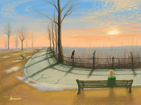 Пейзаж красками легко