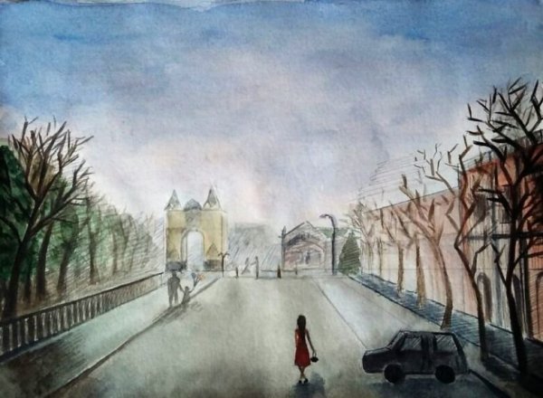 Зарисовка города линейная перспектива