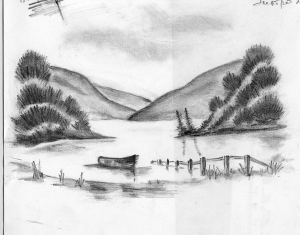 Пейзаж в графике легкий