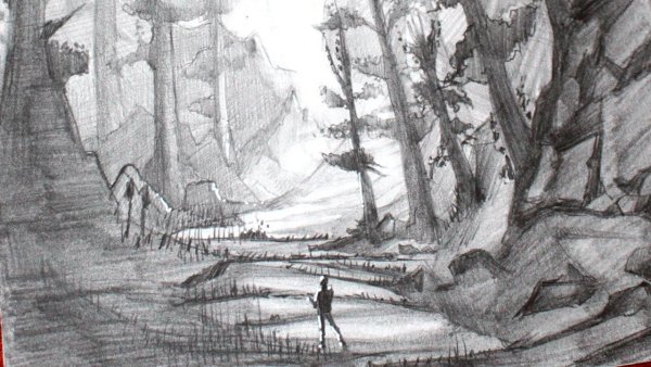 Рисунки карандашом природа