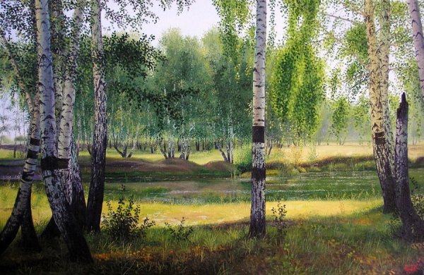 Березовая роща картина Репина