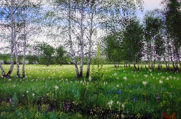 Полевые цветы художник Репин Дмитрий Петрович