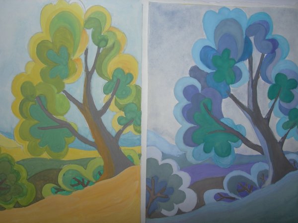 Осенний пейзаж акварелью легко