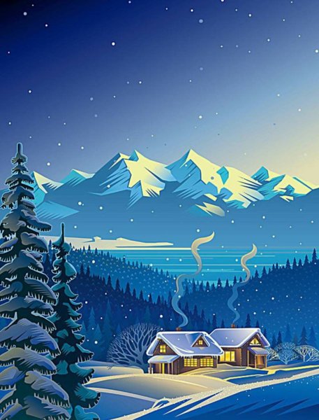 Зимний пейзаж вектор