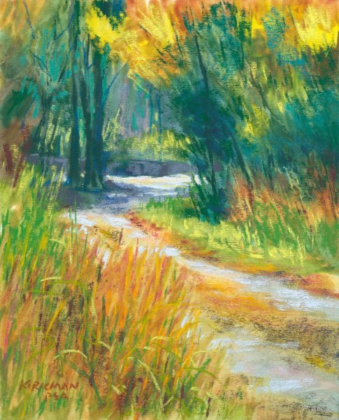 Пейзаж восковыми карандашами