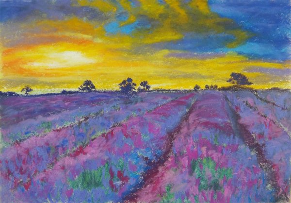 Рисунок природы мелками