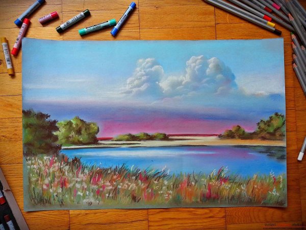 Oil Pastel живопись пейзажи