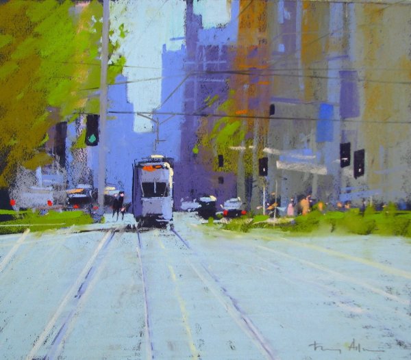 Северное сияние масляной пастелью