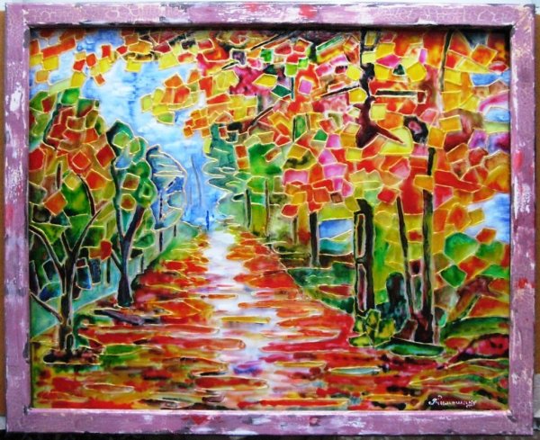 Витражная роспись пейзаж