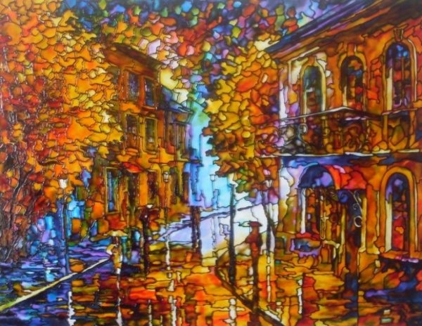 Витраж городской пейзаж