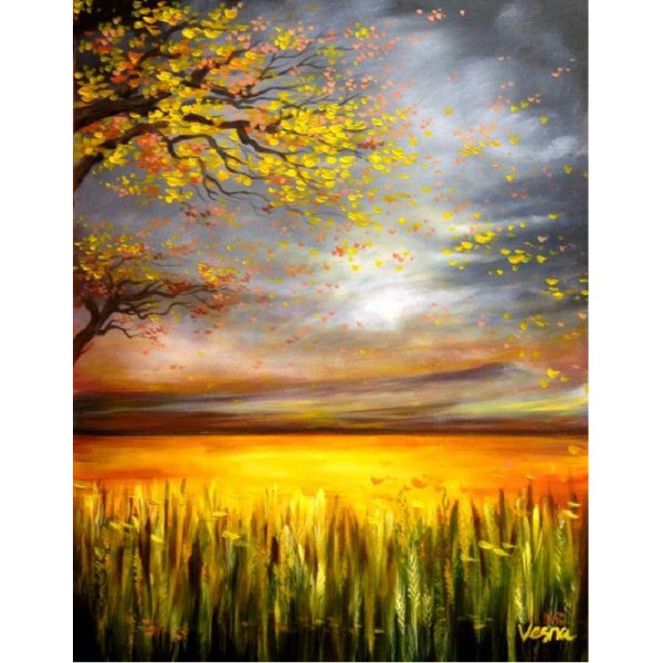 Лес картины мастихином