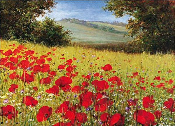 Художник Импрессионист пейзаж маки Франция